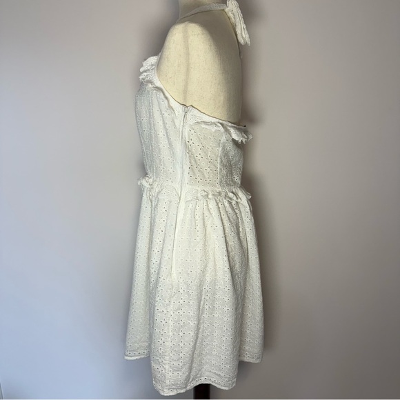 H&M White Ruffled Eyelet Lace Halter Sundress Size 10 - Picture 3 of 10